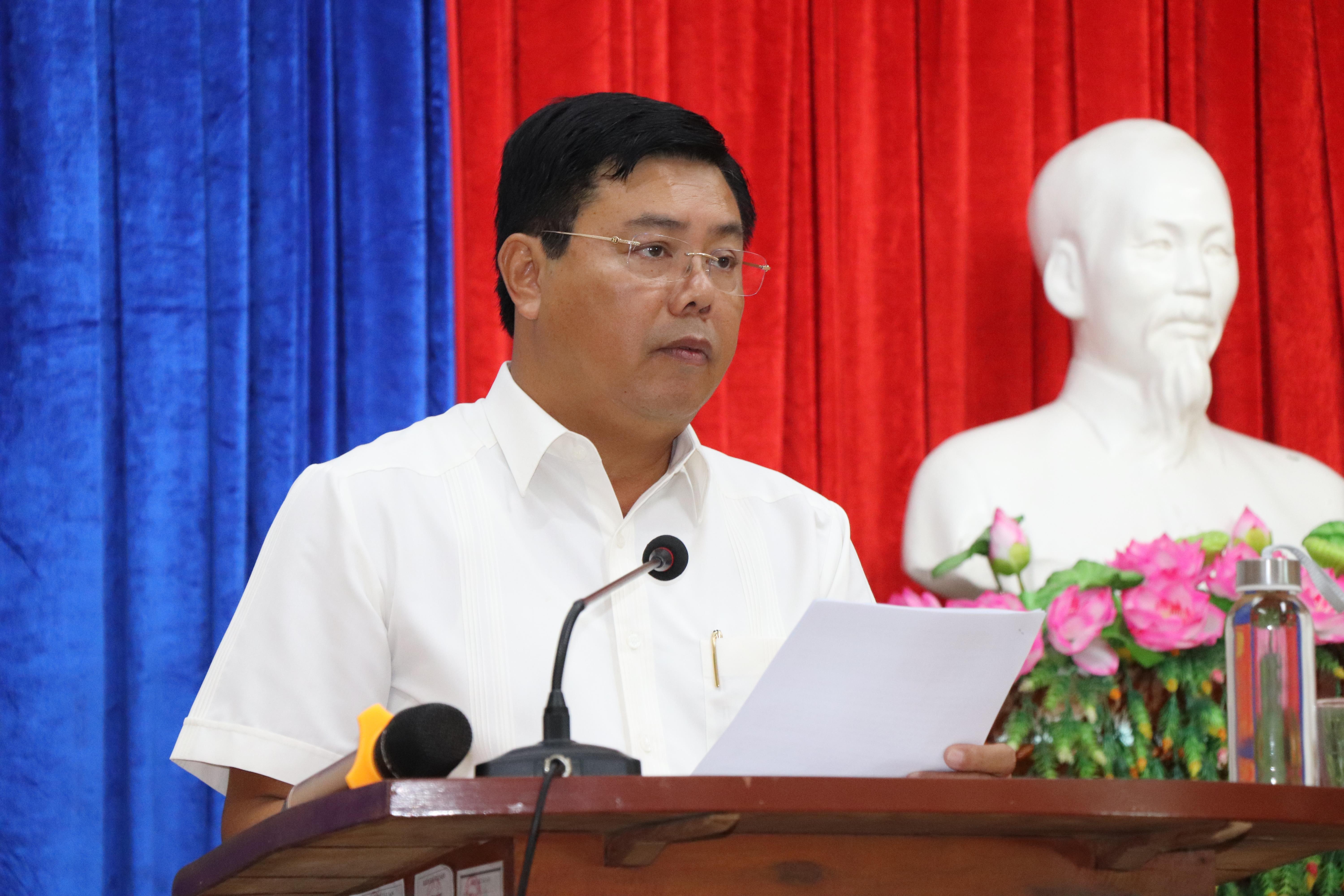 Đồng chí Nguyễn Tiến Hải, Ủy viên Ban Chấp hành Trung ương Đảng, Bí thư Tỉnh ủy, Chủ tịch HĐND tỉnh phát biểu tại buổi lễ.